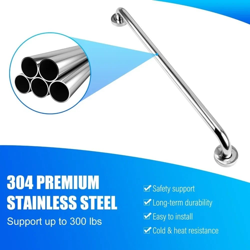 Anti-slip shower safety support handle 30/40/50/60cm Towel Rack Bathroom Tub Toilet Handrail Grab Bar Stainless Steel 2025