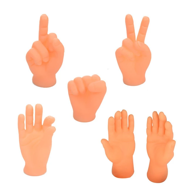 Simulation little hands funny mini hands foot finger sleeve silicone hand  puppet novel prank finger toys tease cat props