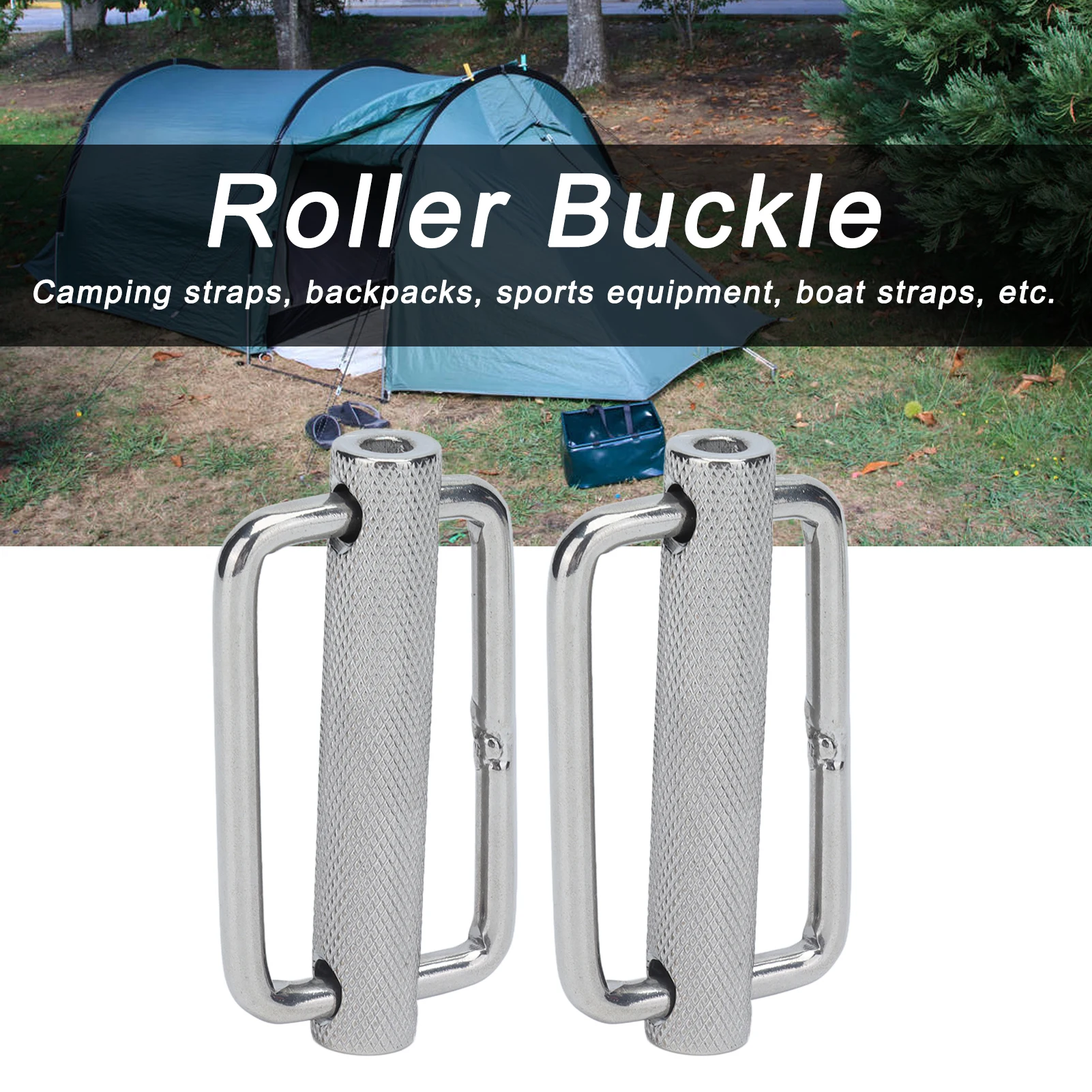Slide Buckle 316 Stainless Steel Rectangle Adjustable Knurled Roller Belt Buckles 2Pcs gate buckle