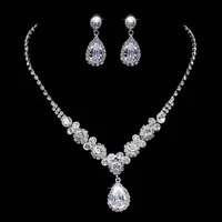 Imitation Moissanite Diamond Jewelry Set Explosion Flash Hot New Luxury Pendant Necklace Female Earrings Set 5