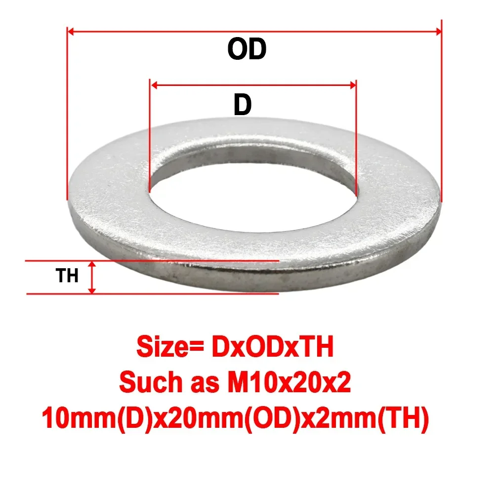 304 Stainless Steel Flat Washers Thickness 0.3mm 0.5mm 0.8mm 1mm 2mm 3mm