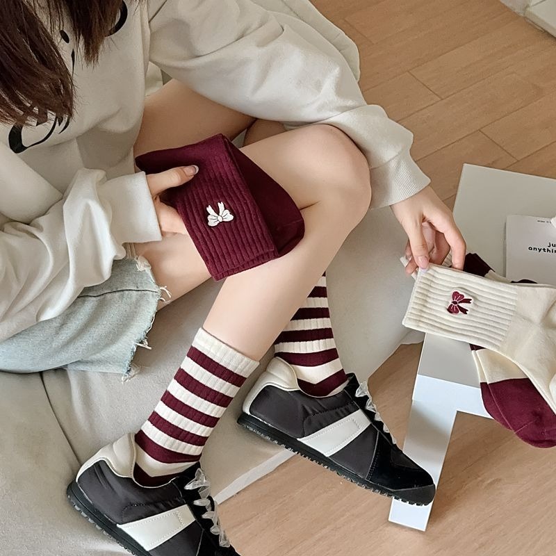 5 pairs New fashionable versatile women's mid length socks spring autumn casual comfortable long socks