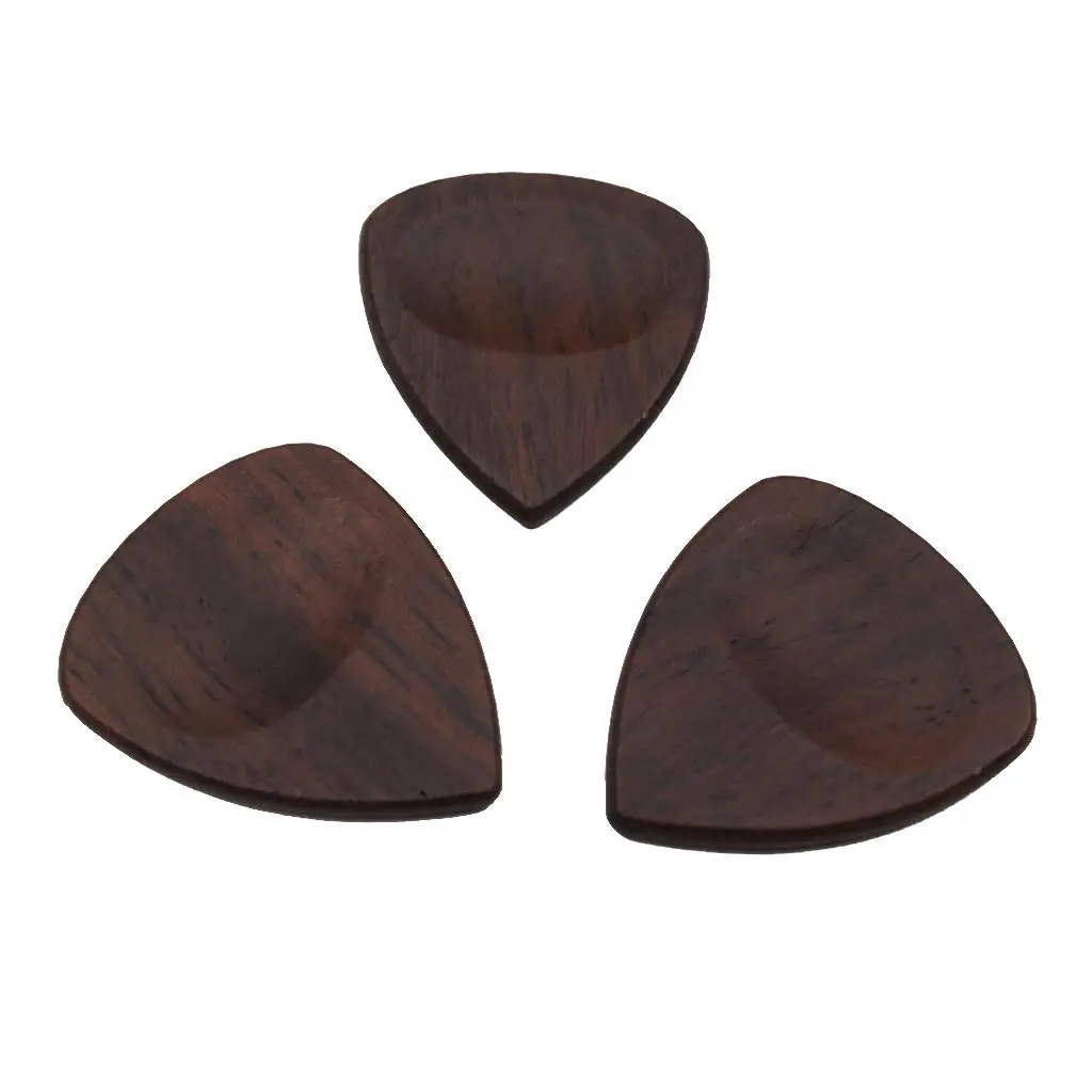 3 Pcs Wood Electric Guitar Picks, Perfect for Electric Acoustic Classical and Bass Guitars and Even for Ukulele