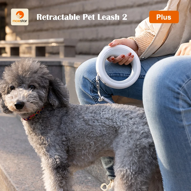 MOESTAR 업그레이드된 UFO 개폐식 반려동물 가죽 끈, 개 가죽 끈, 링 모양, 충전식 LED 야간 조명, 길이 3m, 3 색