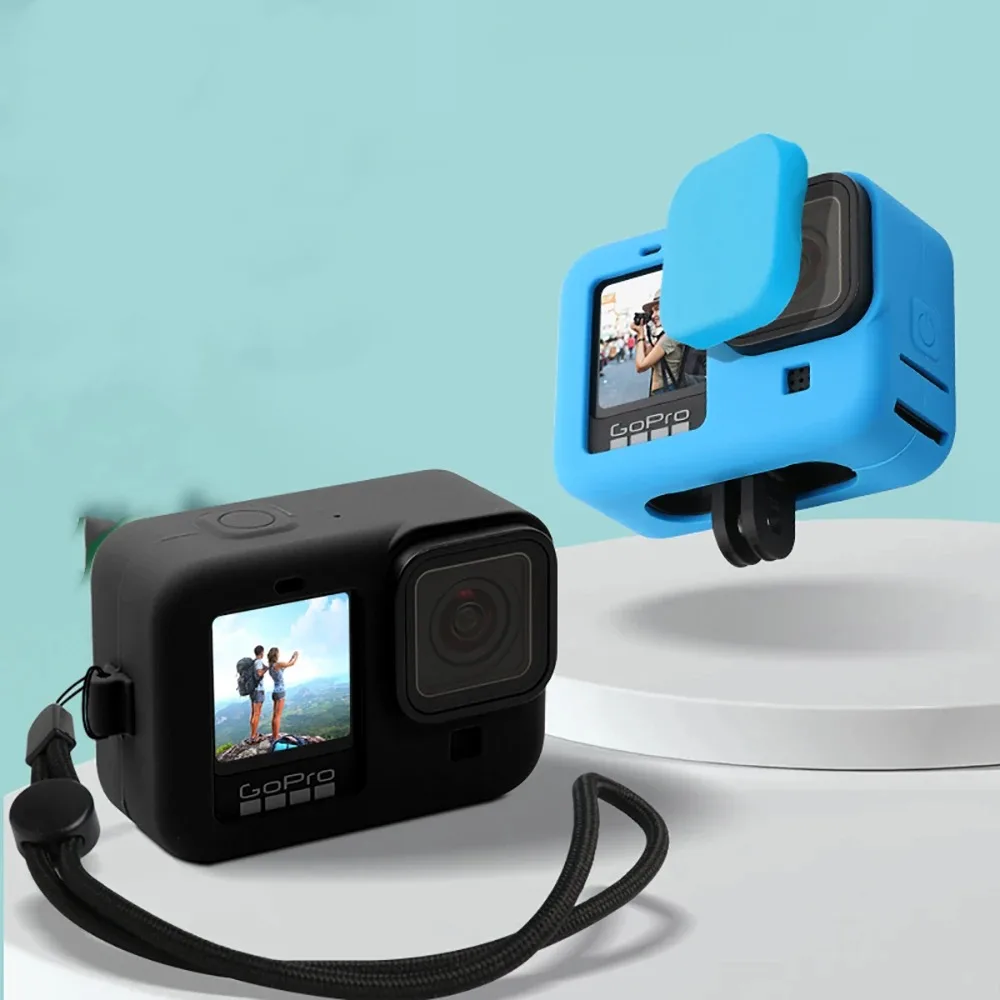 

Go Pro 12 Silicone Case Tempered Glass Screen Protective Film Lens Cap Cover Protector For Gopro Hero 11 10 9 Camera Accessories