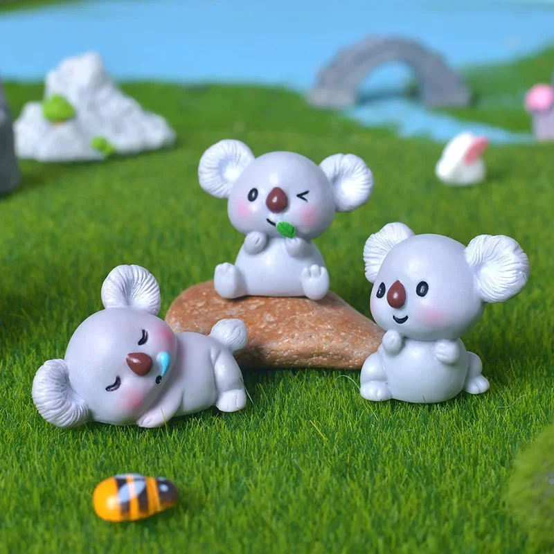 Cute Cartoon Koala Figurines Set for Home and Room Decor, DIY Desktop Accessories