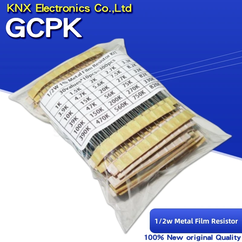 

30 значений * 10 шт. = 300 шт. 1K-820K Ом 1/2 Вт Сопротивление 1% набор ассортимента металлических пленочных резисторов