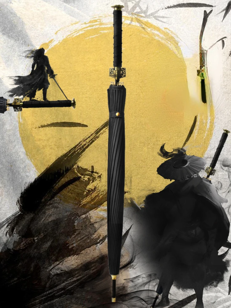 Samurai Long-handled Umbrella Men's Handsome Large Rain or Shine Dual-use Creative Strong Wind-resistant Straight Umbrella
