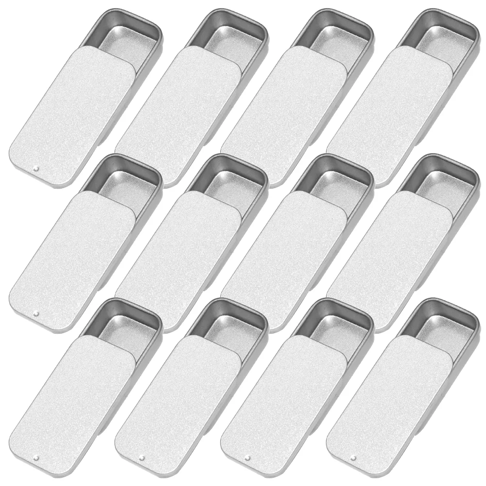 

20 Pcs Tea Tinplate Push-pull Box Jar Empty Slide Top Craft Storage Organizer