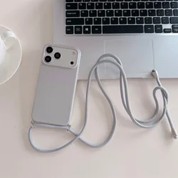 Premium Lanyard Phone Case with Shockproof TPU and Crossbody Neck Cord Strap - iPhone 12 Pro Max (Gray)