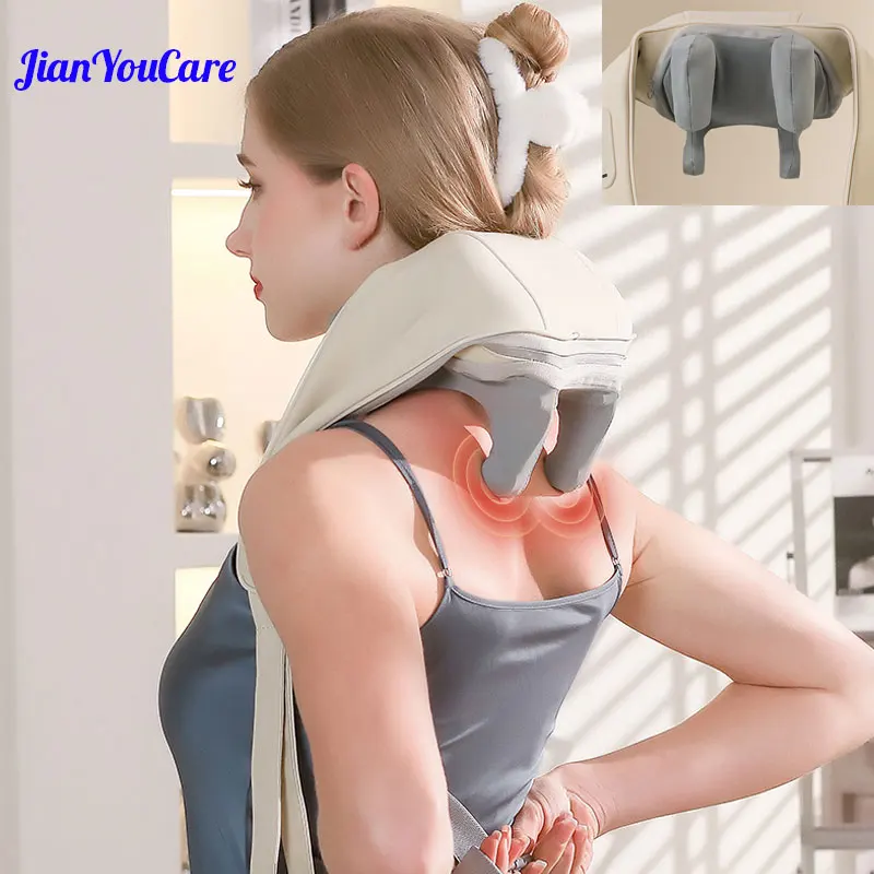 JianYouCare neck Shoulder cervical heated massager masajeador Kneading Shawl Massage machine Heating Massageador fatigue relief electric heating pad for neck back pain relief shoulder heating shawl wrap pain relief heat therapy winter thermal blanket