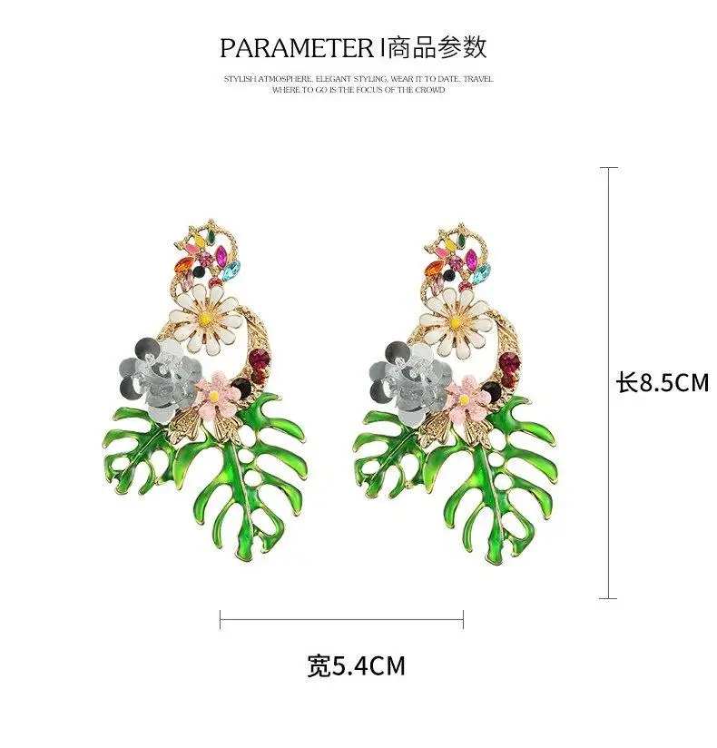 Long Tassel Flower Earrings For Women 2024 Vacation Style Elegant Eardrop Birthday Gift Wedding Decoration
