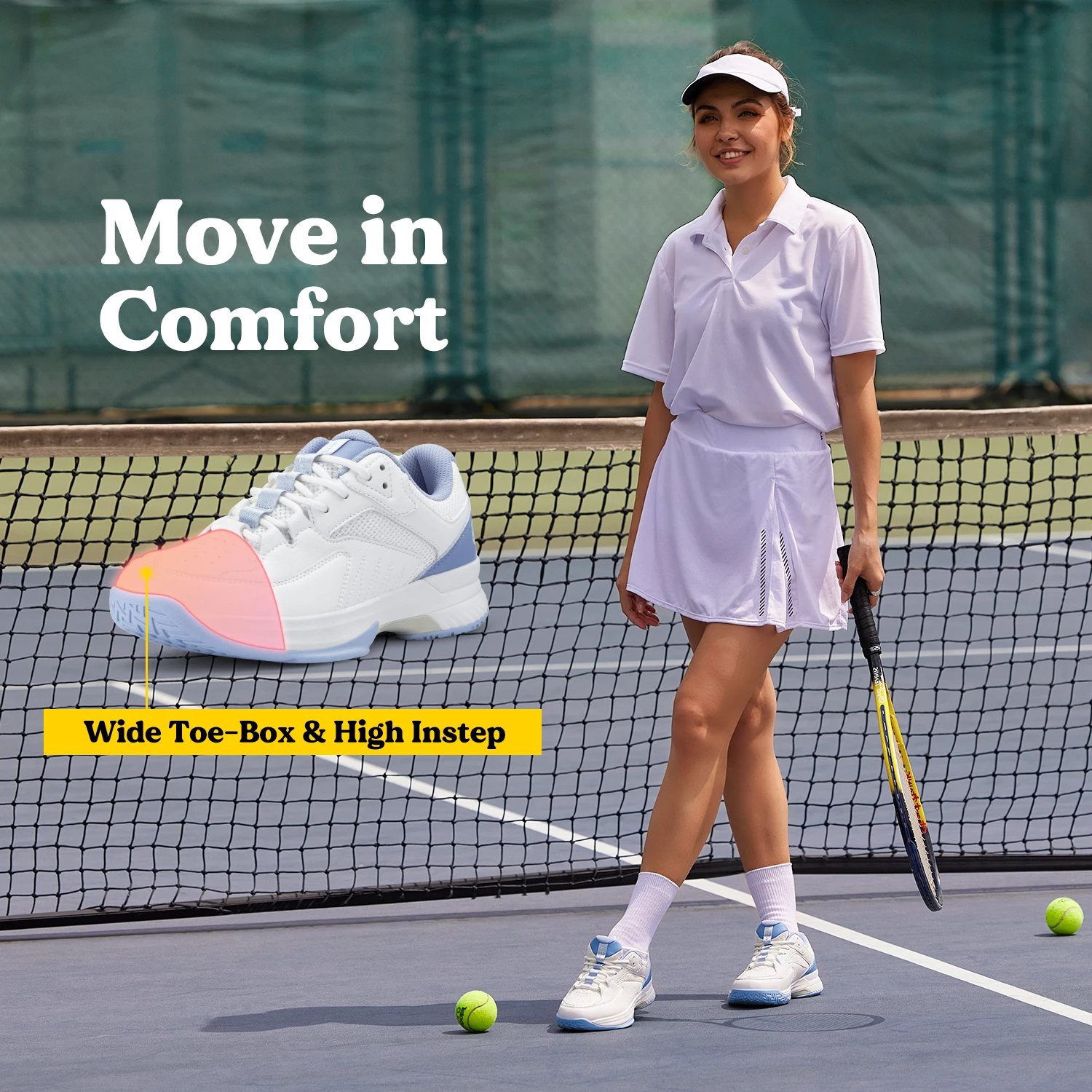 Women Sports Shoes Fitville Women's Tennis Shoes Widened Non-Slip Stable Breathable For Swollen Feet Relieve Foot Pain
