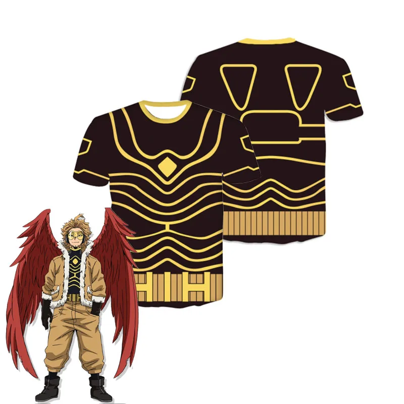 

Anime My Hero Academia Hawks Takami Keigo Cosplay Costume T-shirt Men Women Short Sleeve 3D Print Casual Short Sleeve Shirt