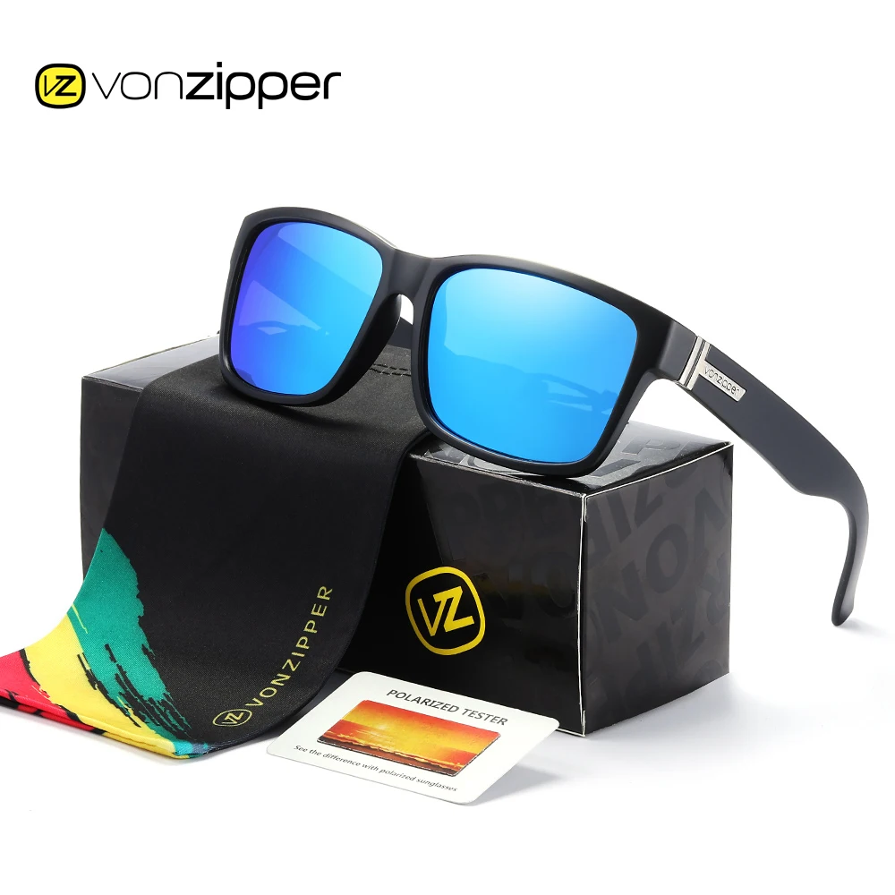 Brand Von Zipper Polarized Sunglasses Men Sports Square Vz Eyewear