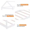 Wood House Bed,Floor Bed with Wood Slats,No Box Spring Needed, White 4