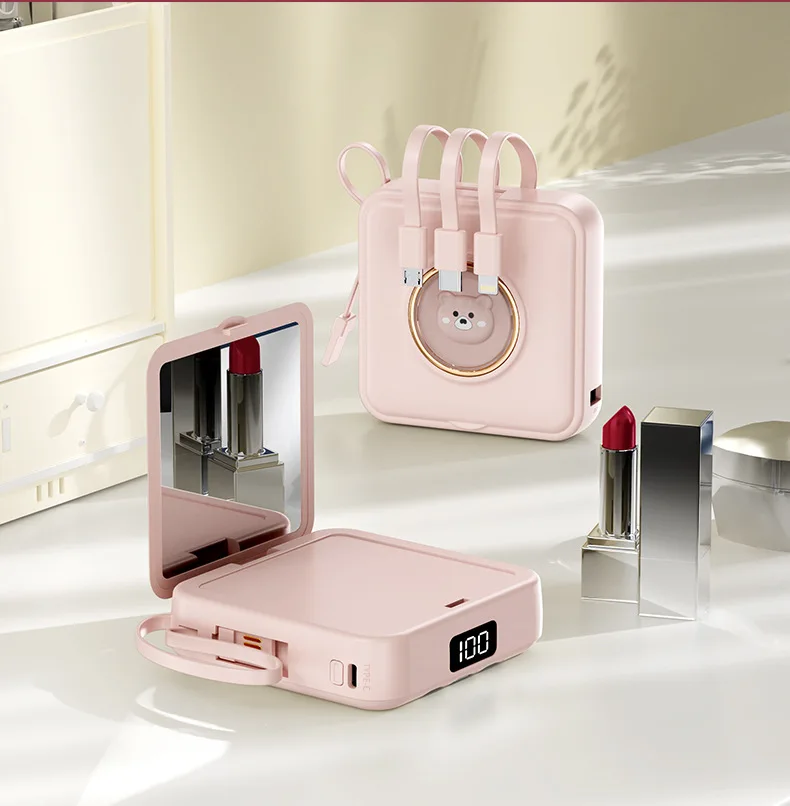 Mini power bank con specchio trucco caricabatterie portatile_voghion.com