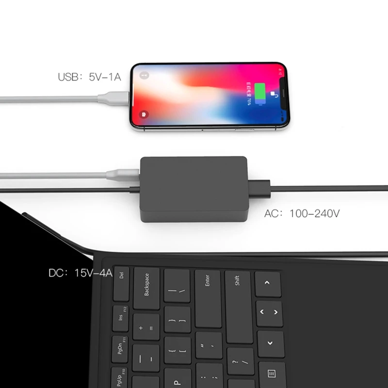 Y1UB New 65W Laptop for Surface Notebook Fast Charging USB Adapter for Surface Go