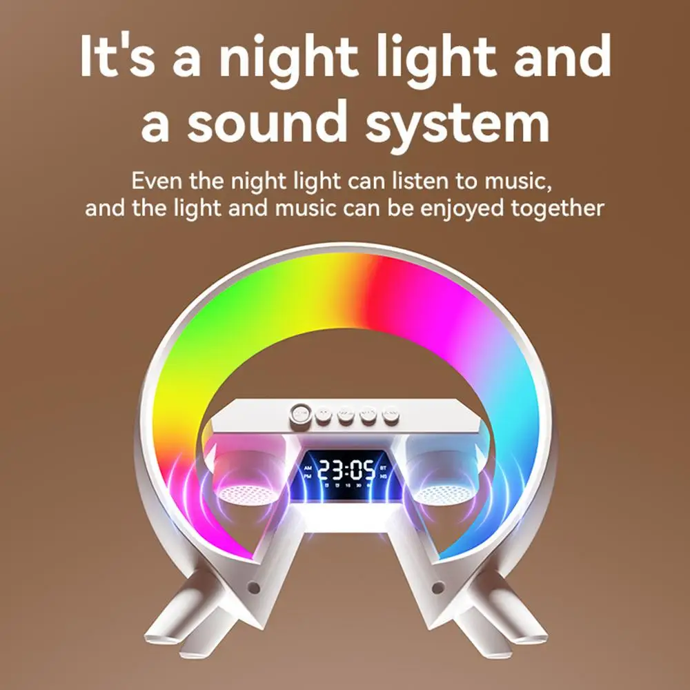 Multifunction Wireless Charger Pad Stand Speaker TF RGB Night Light 15W Fast Charging Station for iPhone Huawe J9V6