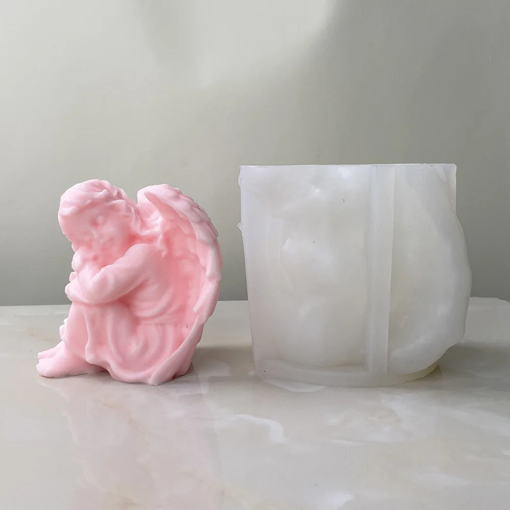Sleeping Angel Candle Silicone Mold Cute Girl Angel Aromatherapy Gypsum Candle Ornaments Mold 8379