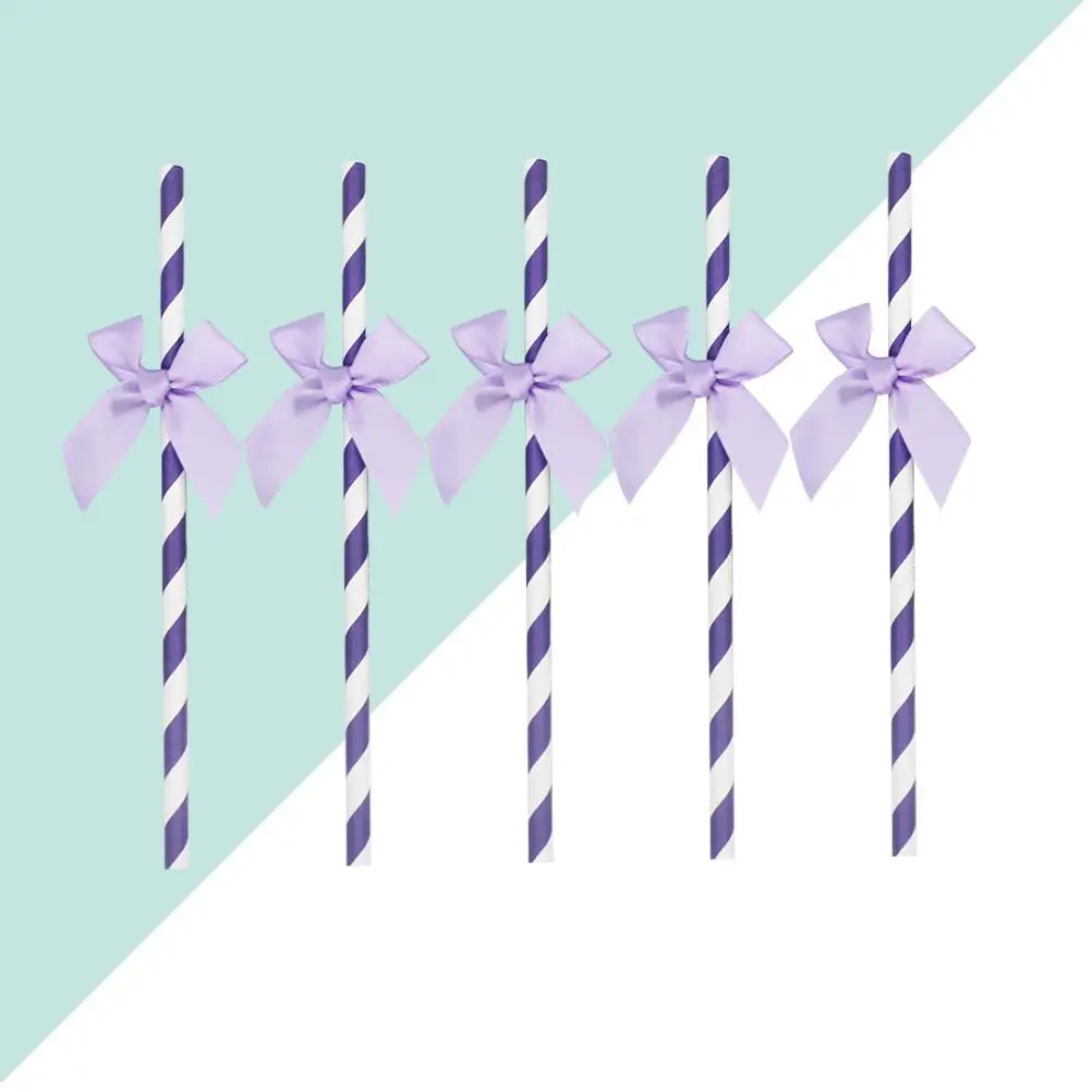 Paper Drinking Straws Cocktail Bow-tie Decorate Colored Purple Party Supplies Decoration