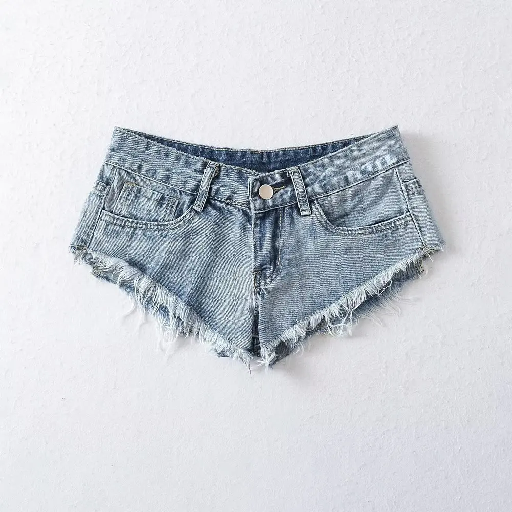 2025 New Women Sexy Low-rise Ultra Short Hole Tassel Rough