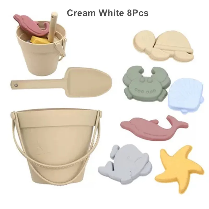 Set di giochi da spiaggia in silicone per bambini con secchiello_voghion.com