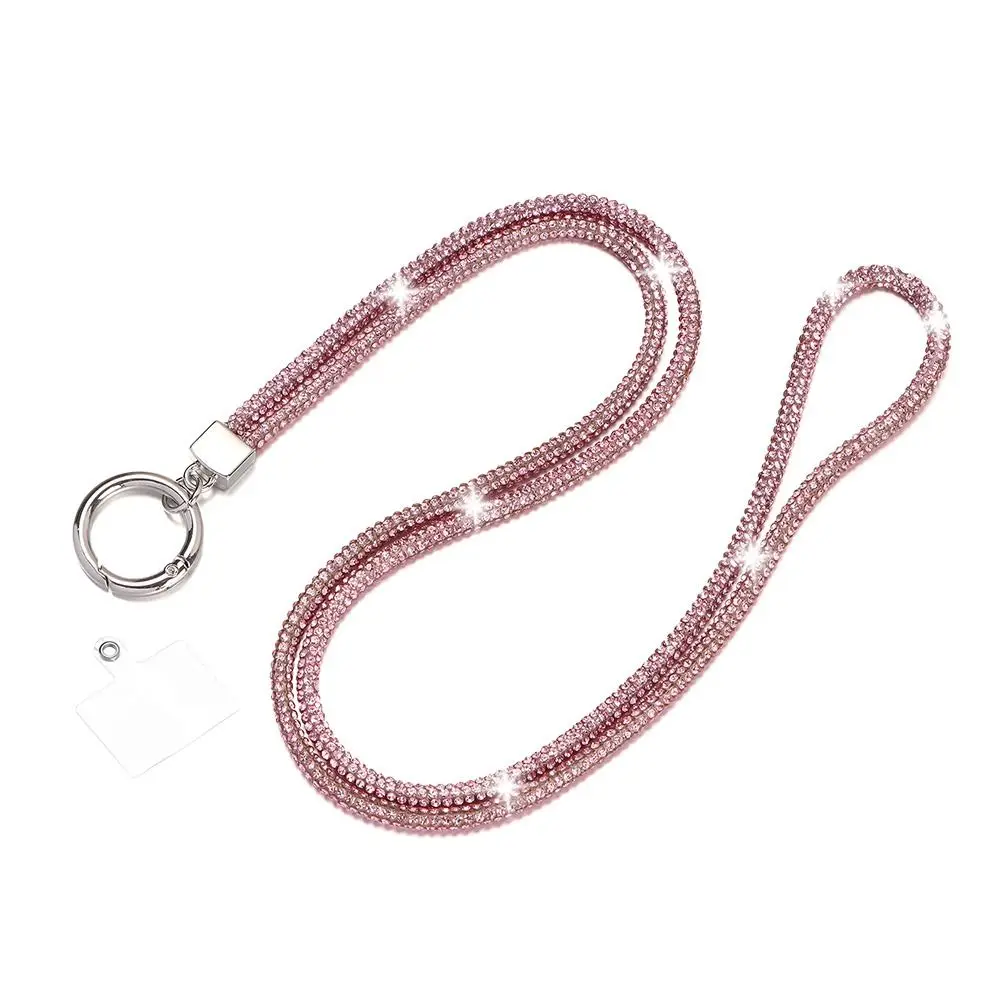 Sparkling Rhinestone Phone Lanyard with Anti-Lost Chain Strap