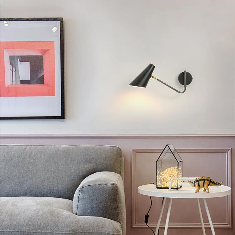 Swing Arm Wall Lamp Bedroom Bedside Modern Minimalist Nordic Room Lighting Retractable Folding Reading Light