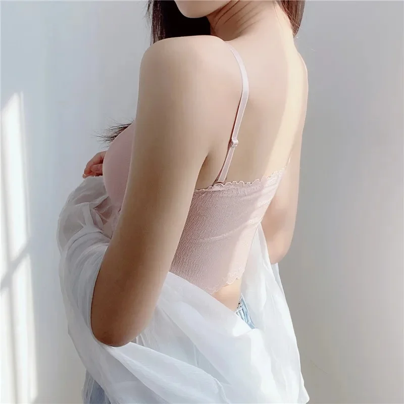 Women Lace Bra Top Padded Wireless Lace Bralette Female Removable Pads Bras Summer Crop Top Sexy Lingerie_voghion.com