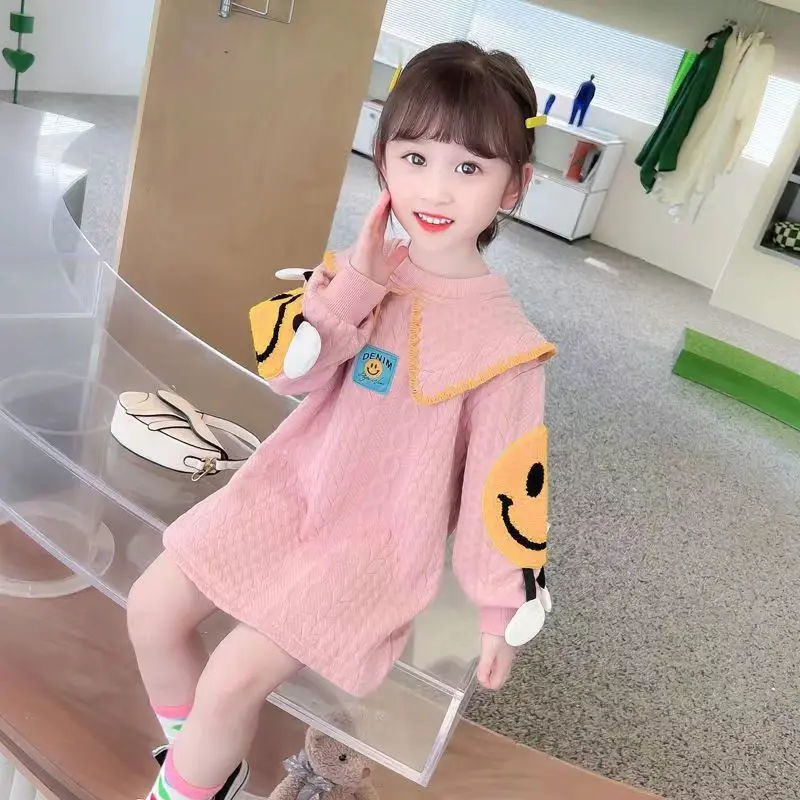 

Girls Skirt Spring and Autumn 2023 New Children's Foreign Fashionable Dress Baby Long Sleeve Sweatshirt Dress