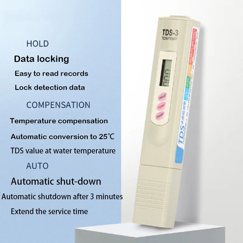 Portable Pen TDS Tester Digital Water Meter Filter Measuring temperature Water Quality Purity Drinking Aquariums 0-9999ppm