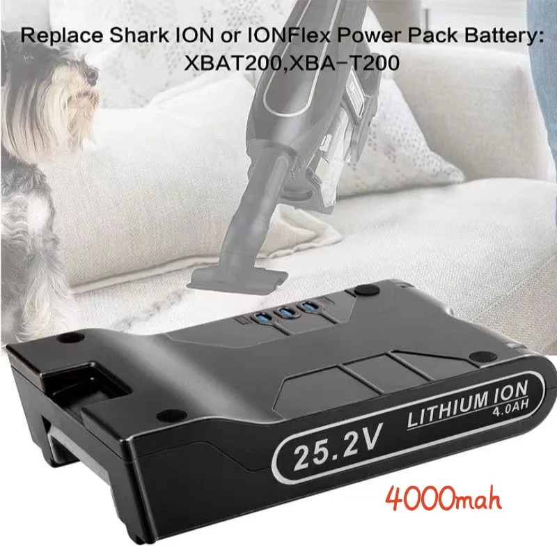 

100% original 25.2V 4000mAh for Shark S1 S2 S3 S4 S6 S7 S9 IC205 200C 200W XBAT200 XBAT200AS vacuum cleaner Lithium battery