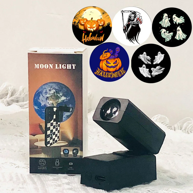 Halloween Led Decoration Projector Night Light Usb Rechargeable