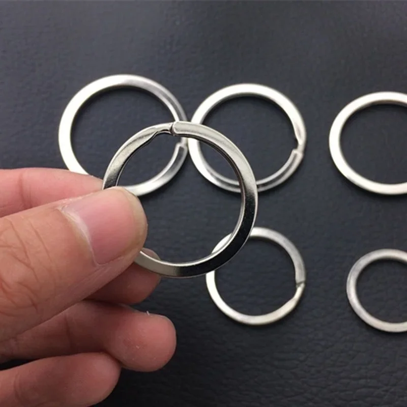 Aço inoxidável Round Flat Line Split Rings, Chaveiro para Fazer Jóias, Chaveiro DIY Descobertas, 20 100Pcs