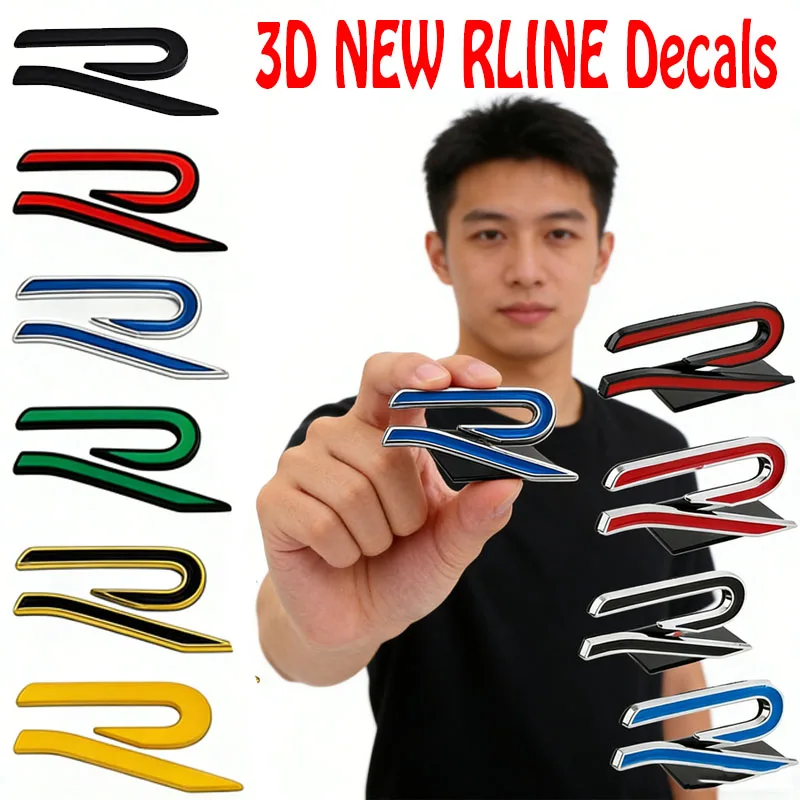 폭스바겐 R라인 자동차 리어 트렁크 배지 데칼 금속 자동차 프론트 그릴 엠블럼 (골프 5 6 7 8 비틀 파사트 티구안 제타 - 리어 배지)