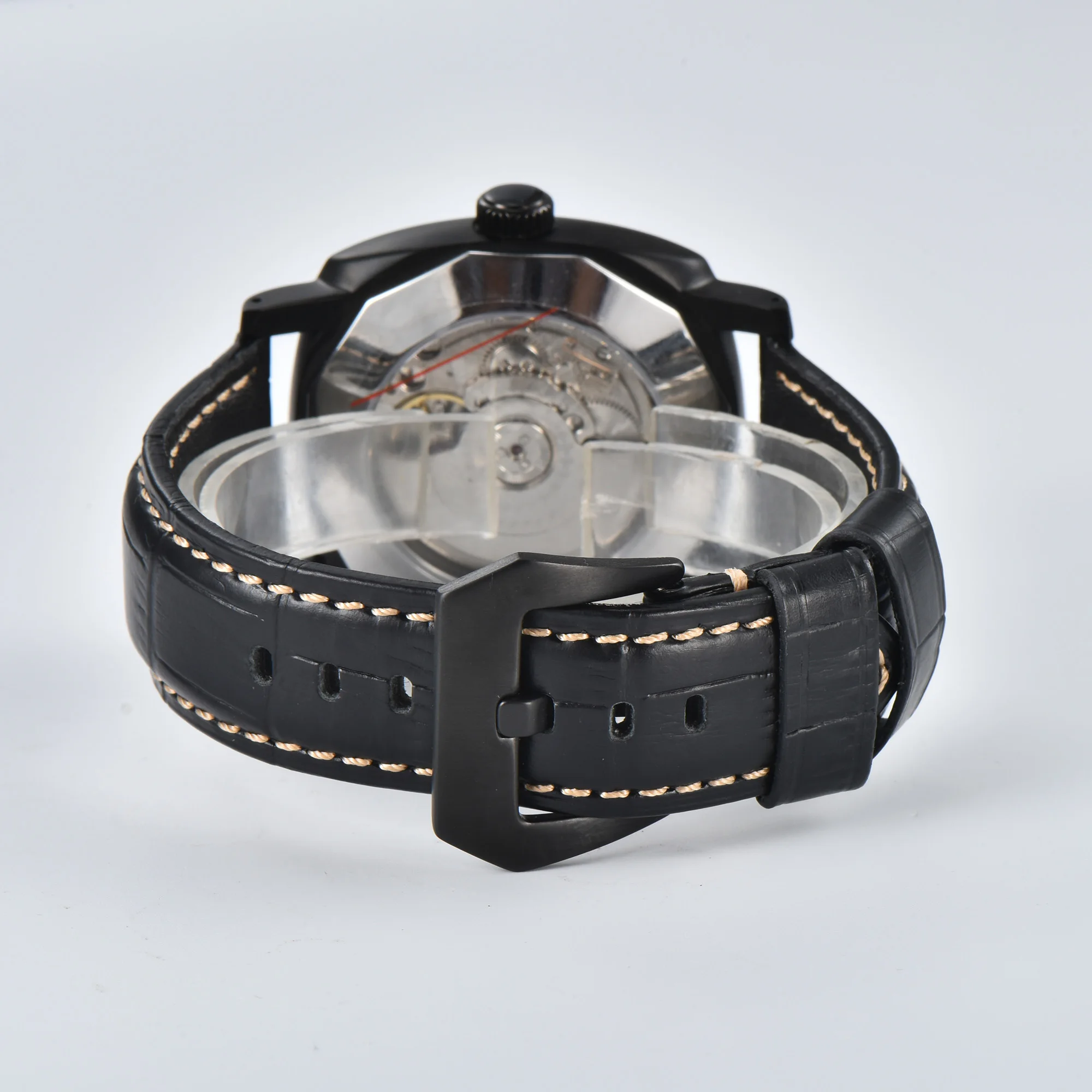 

44mm Men's Leather Automatic watch Fashion Luxury Sapphire Mechanical 5ATM Waterproof luminous Dial ST2557 Movement