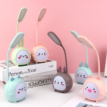 귀여운 만화 LED 책상 램프, 접이식 테이블 램프, 눈 보호 독서 램프, USB 충전식 야간 조명, 어린이 수면 조명