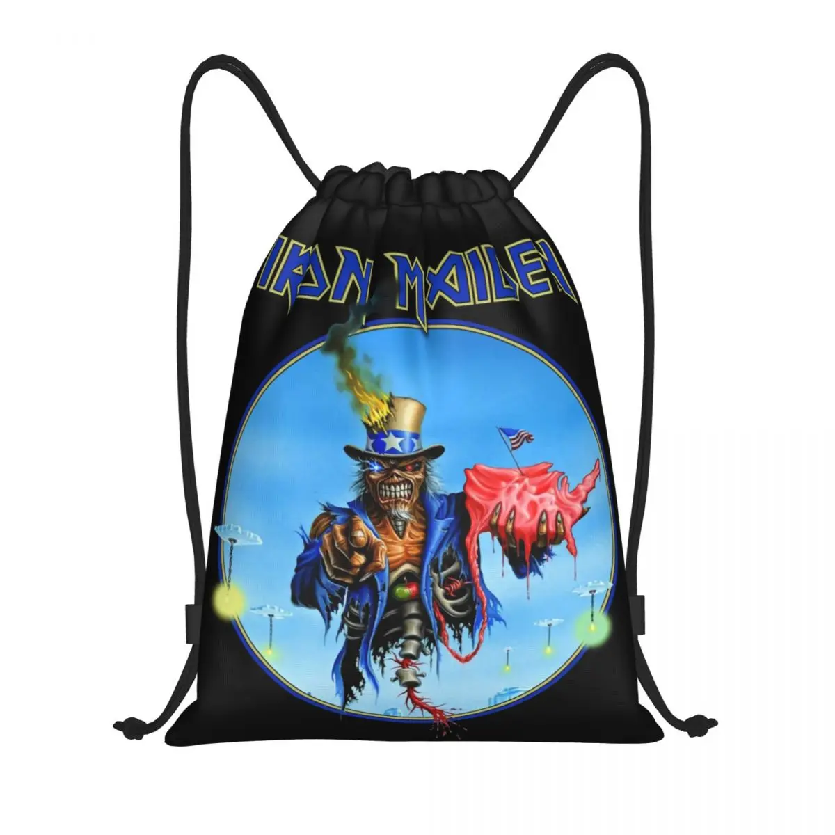 Custom Heavy Metal Maidens Skull Iron Coulisse Zaino Borse Donna Uomo Leggero Palestra Sport Sacks Sacks Per L'Allenamento