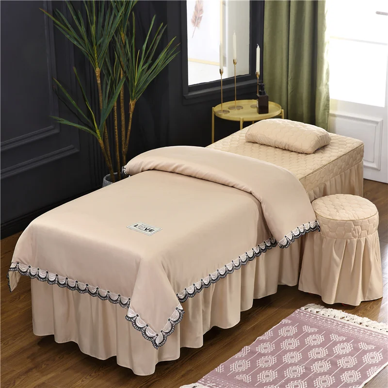 Custom Size 4 6pcs Lace Series Beautiful Beauty Salon Bedding Sets Massage Spa Use Duvet Cover