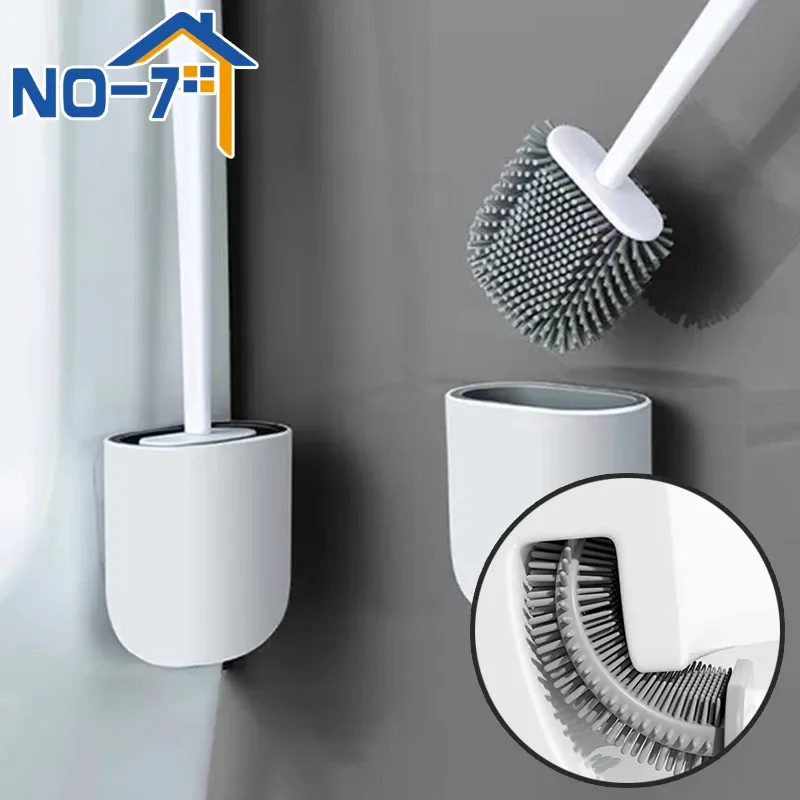  Toilet Brush Silicone Toilet Cleaning Brush Wall Mounted Toilet Cleaner Brooms Set Modern WC Kit Beauty Bathroom Accessories 