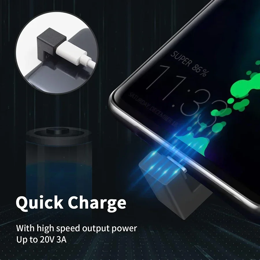Type-C USB 3.1 10Gbps PD 60W Charging Cable Adapter 1-3PCS 180 Degree Type-C Male to Female U Shape Connector for Phone Tablet usb charger adapter