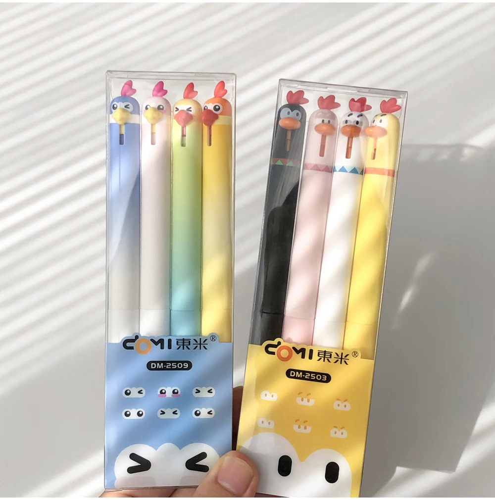 4 Teile/satz Kreative Pinguin Papagei Design Gel Stifte 0,5mm Schwarz Feine Spitze Einziehbare Schnell Trocknende Glatte Schreiben Stifte schreibwaren – Detail 10