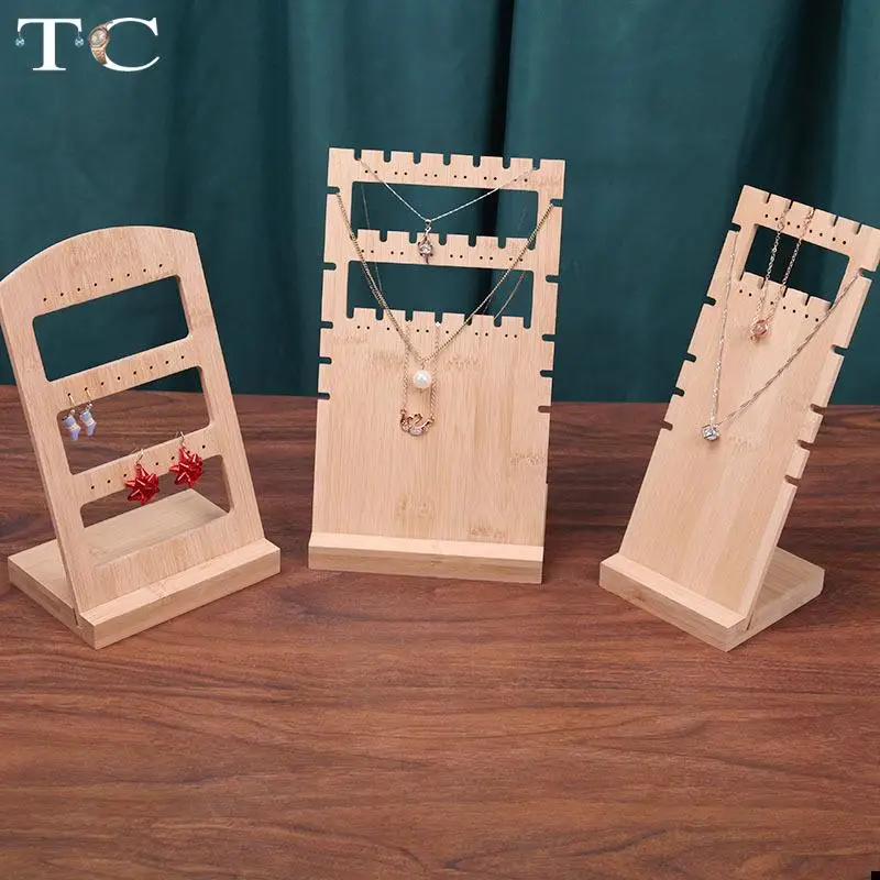 Bamboo and Wood Detachable Earring Stud Necklace Display Rack Earring Stud Accessories Storage Rack Jewelry Display Rack