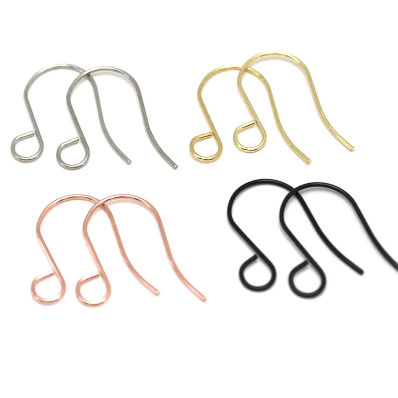 50pcs Stainless Steel Black Plated Earring Hooks Findings Hypoallergenic Earrings Clasp Ear Wire Supplies For DIY Jewelry Making