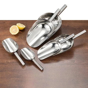 1X Stainless Steel Sweet Candy Ice Scraper Buffet Bar Food Measuring Scoop Shovel