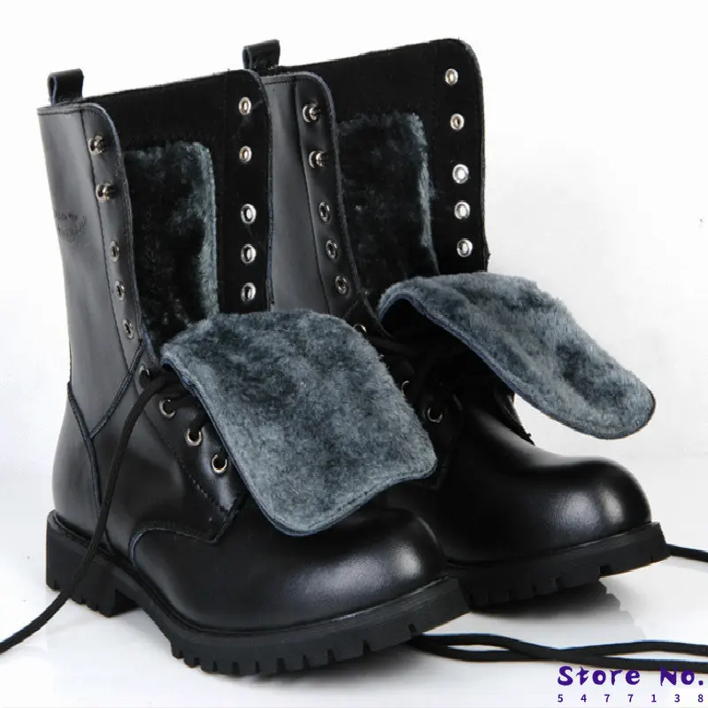 

Genuine Leather Men Military Boots Men's Motorcycle Riding Hunting Casual Walking Shoes High Top Desert Botas Hombre Black