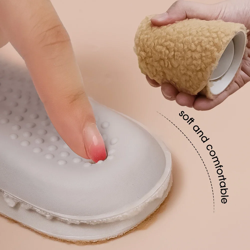 Lamb Wool Warm Insole Thick Fleece Men Women Winter Warmth Soft Sole Absorb Sweat Cuttable Prevent Odor Wool Cotton Shoe Pad