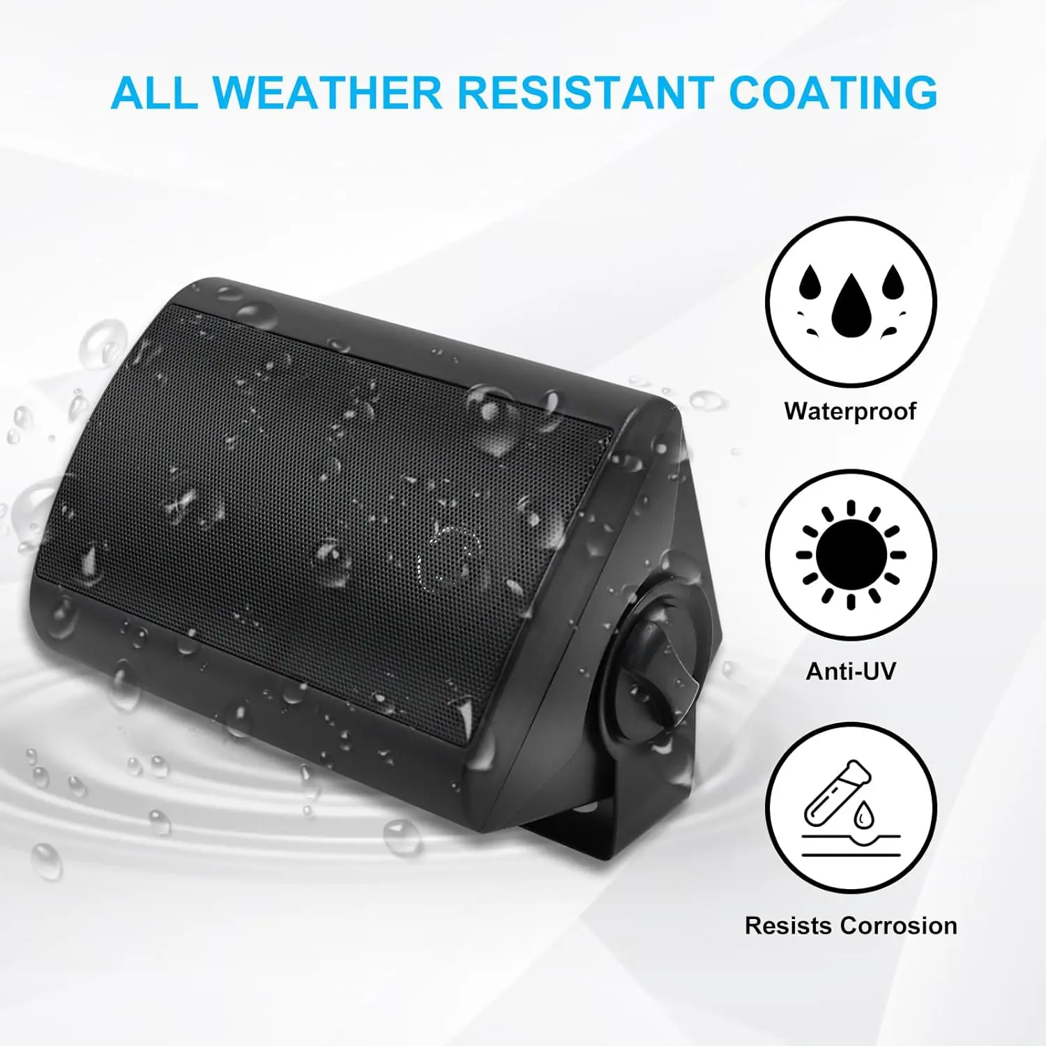Herdio 4'' 400W Outdoor Speakers With Bluetooth 4 Channel Amplifier for Indoor Outdoor Patio Deck Waterproof Wall Mount System
