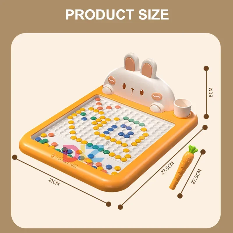 Rabbit Magnetic Drawing Board Carrot Magnet Pen Kids Reusable Drawing Toys Baby Beads Painting Doodle Sketch Pad Children Gift 6